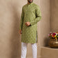 Men's Foil Print Traditional Kurta Pyjama ( 65KP W F 5630 Olive )