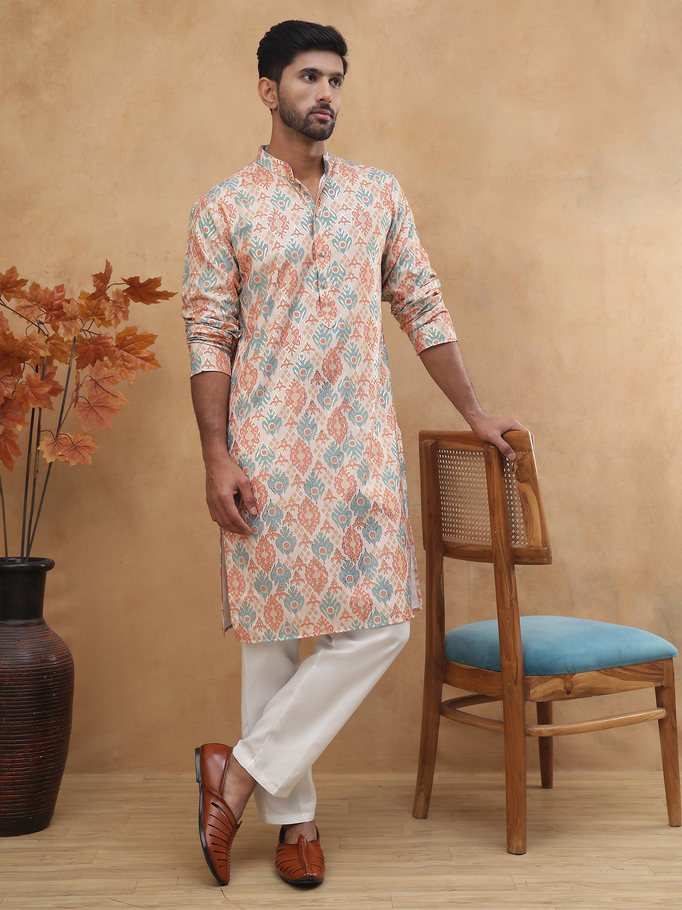 Ethnic Foil Printed Viscose Rayon Kurta ( HOPKO 016Peach )  [RT] [P-5]