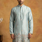 Silk Blend Embroidered Kurta for Men ( 65KO 5602Sky ) [FF] [G-4]