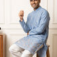 Men's Silk-Blend Embroidered Kurta ( 65KO 5637 Sky )