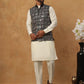 Embroidered Nehru Jacket Set with Solid Kurta Pyjama (65KPWC 592W 4150 Black )