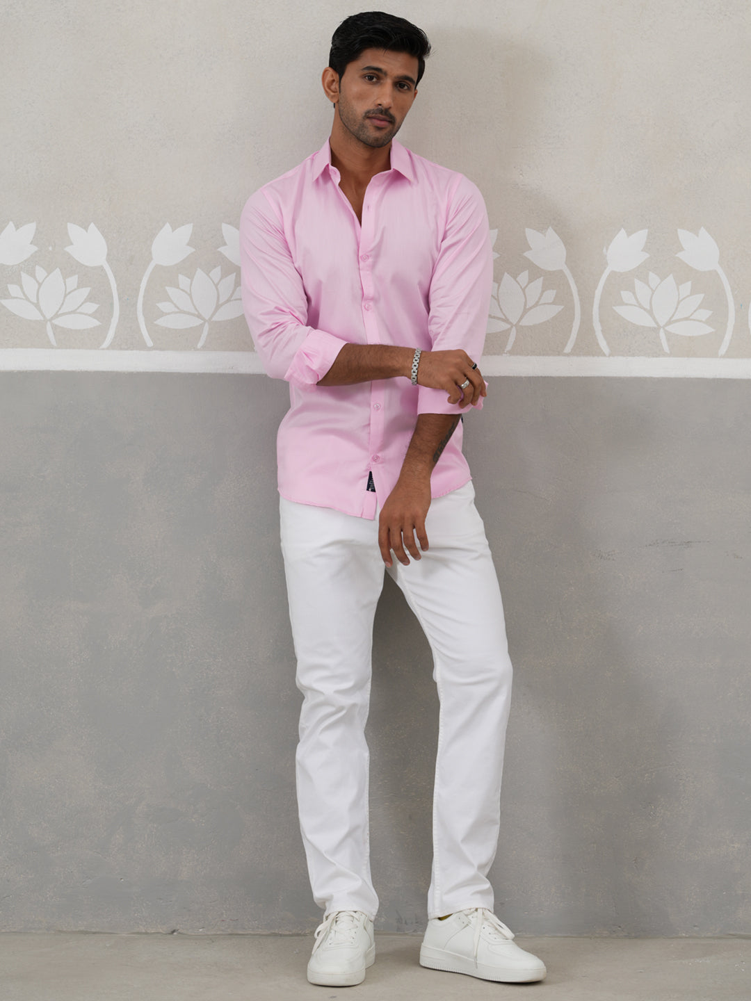 Satin Lycra Solid Casual Shirt for Men ( RDSH 008Pink )