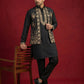 Men's Embroidered Waistcoat and Kurta Pyjama ( JOKPWCS 5080Black )