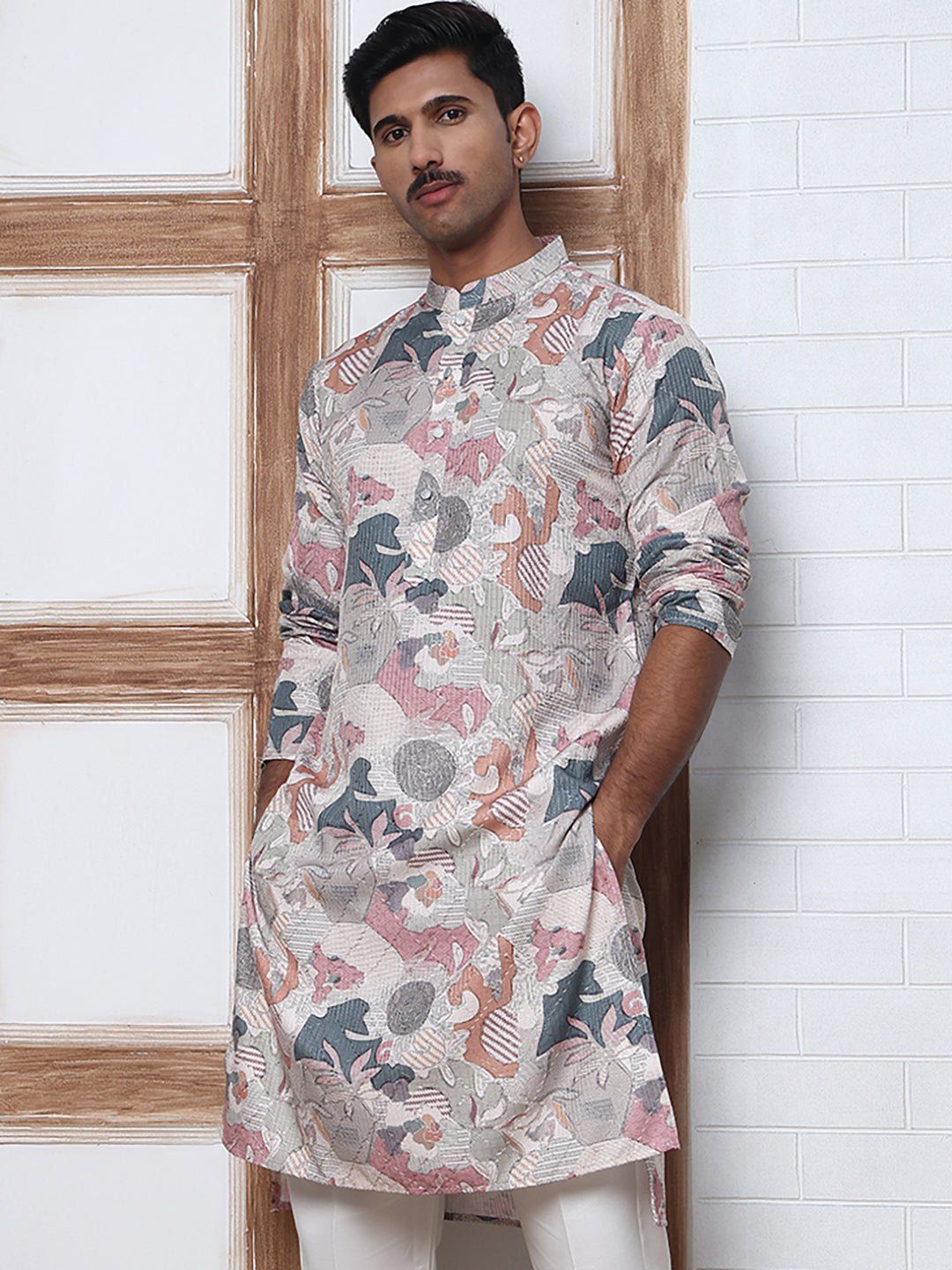 Thread Work & Printed Cotton Blend Kurtas ( ANMKO 297Multi )  [RT] [D-3]
