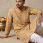 Floral Print & Thread Work Kurta for Men ( 65KO 5640 Mustard )