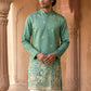 Silk Blend Embroidered Kurta for Men ( 65KO 5632 Green )