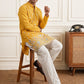 Men's Silk-Blend Embroidered Kurta with Korean Pants ( 65KP PJ11W S 5637 Mustard )