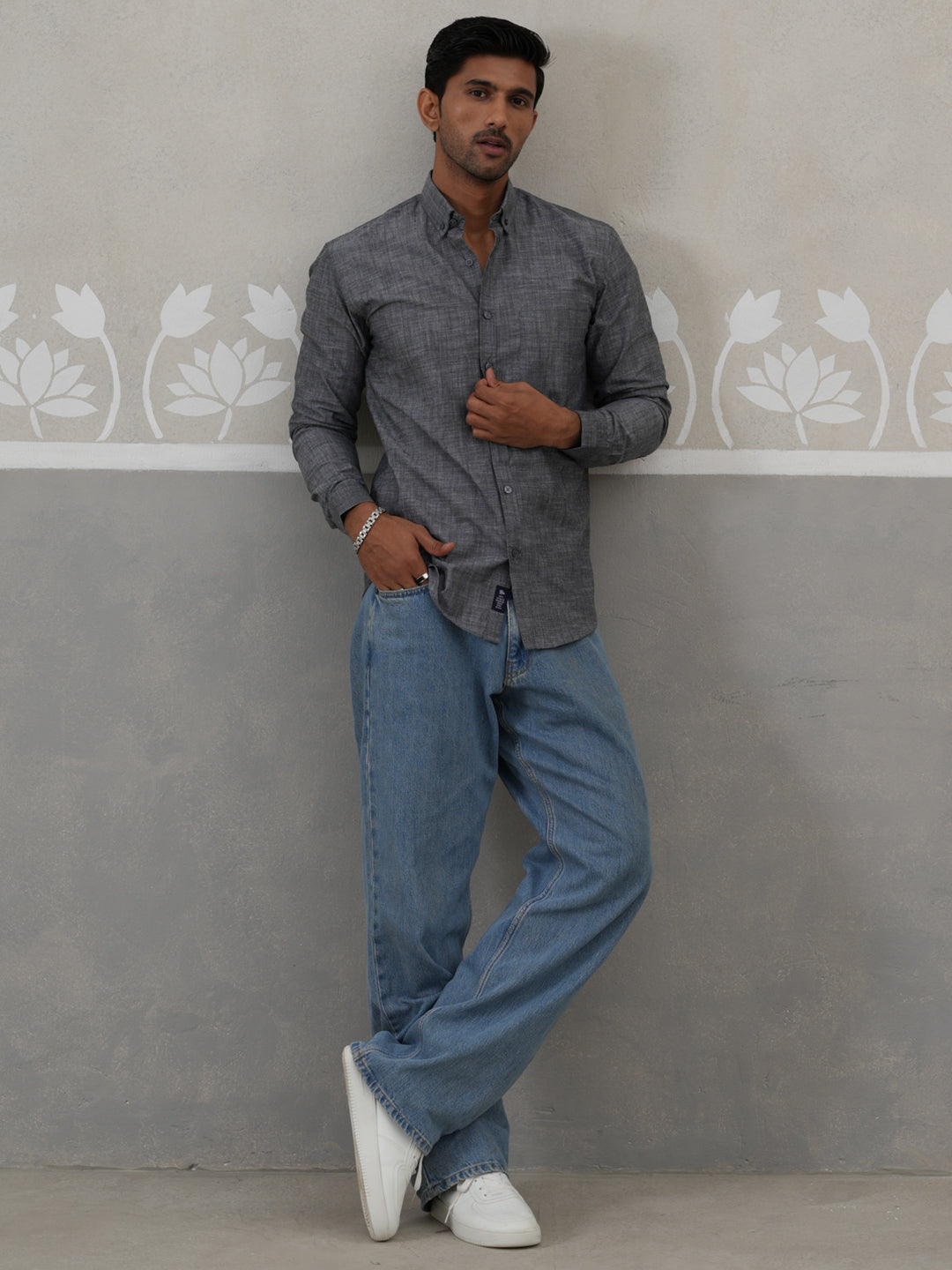 Cotton Blend Solid Casual Shirt for Men ( RDSH 032Grey )
