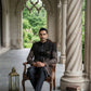 Men’s Black Embroidered Indo-Western Set ( 50JIND 130Black S )