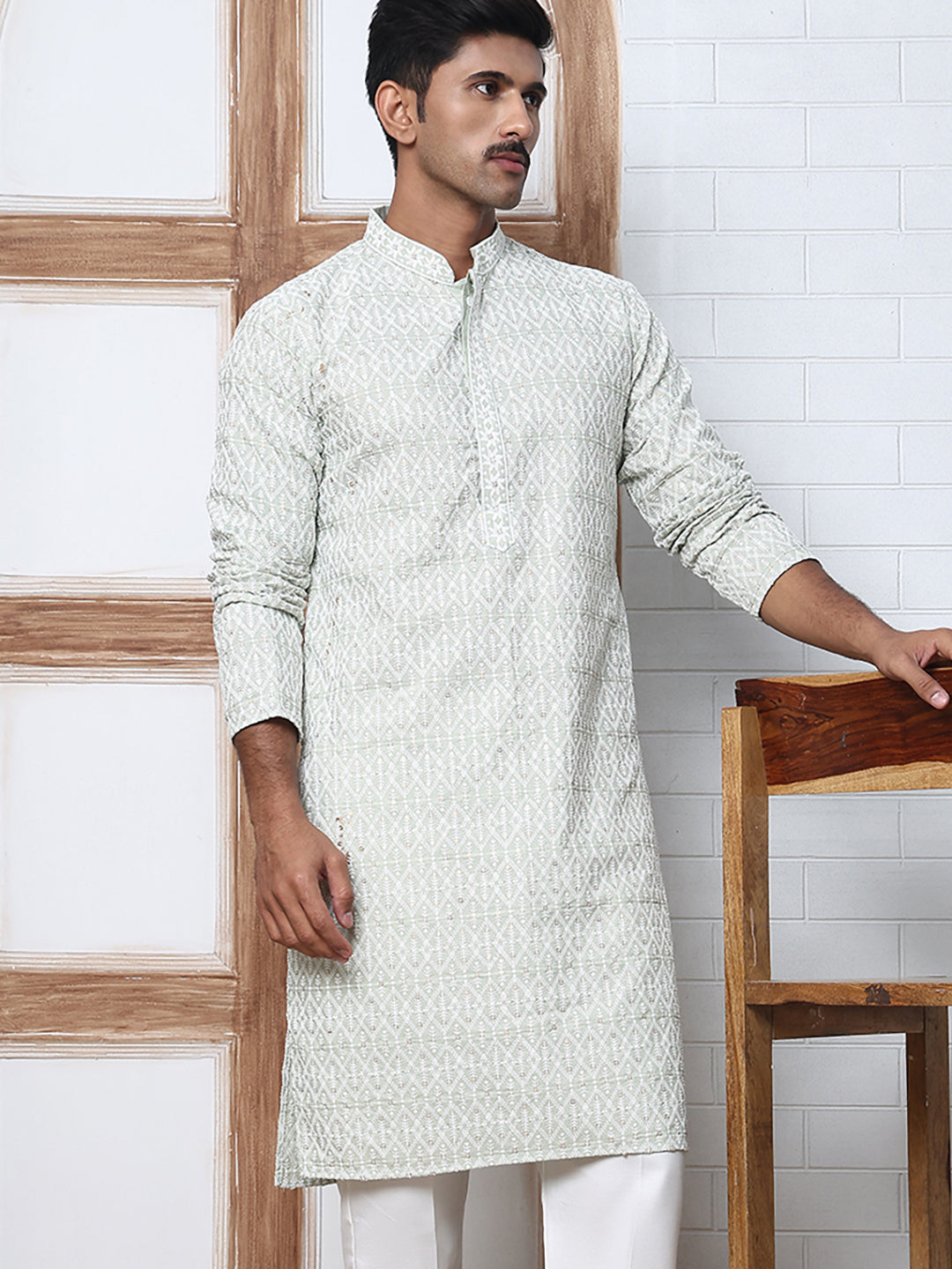 Embroidered Viscose Rayon Kurta ( ANMKO 280Lime )  [RT] [M-6]