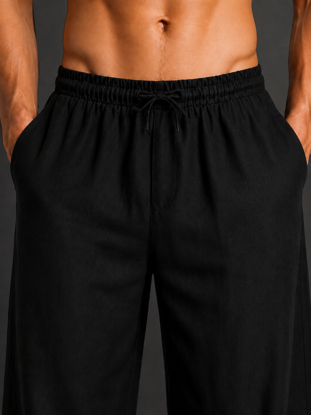 Men’s Relaxed Fit Linen Trousers ( J-GP 310 GP 310Black )