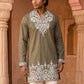 Embroidered Cotton Blend Kurta for Men ( 65KO 5635 Olive )