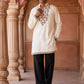 Japanese Fabric Designer Embroidered Kurta With Korean Pants ( 65KP PJ11B F 5633 White )