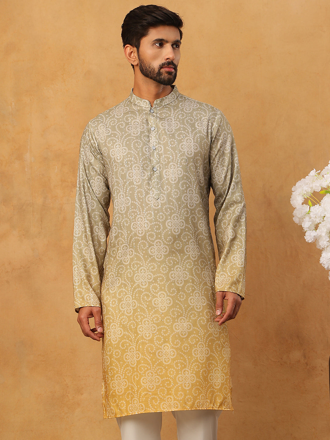 Bandhani Print Thread-Work Kurta ( ANMKO 291Pista )