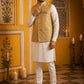 Woven Design Nehru Jacket With Solid Kurta Pyjama for Men ( JOKPWC 636W 4005Golden )