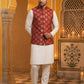 Men's Maroon Printed Nehru Jacket With Solid Kurta Pyjama ( JOKPWC 592W 4032Maroon )