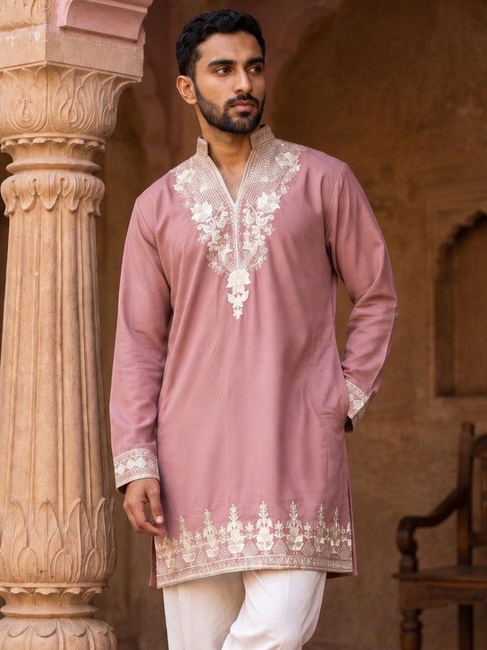Embroidered Japanese Fabric Kurta ( 65KO 5638 Magenta )
