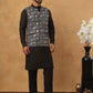 Embroidered Nehru Jacket Set with Solid Kurta Pyjama (65KPWC 592B 4150 Black )