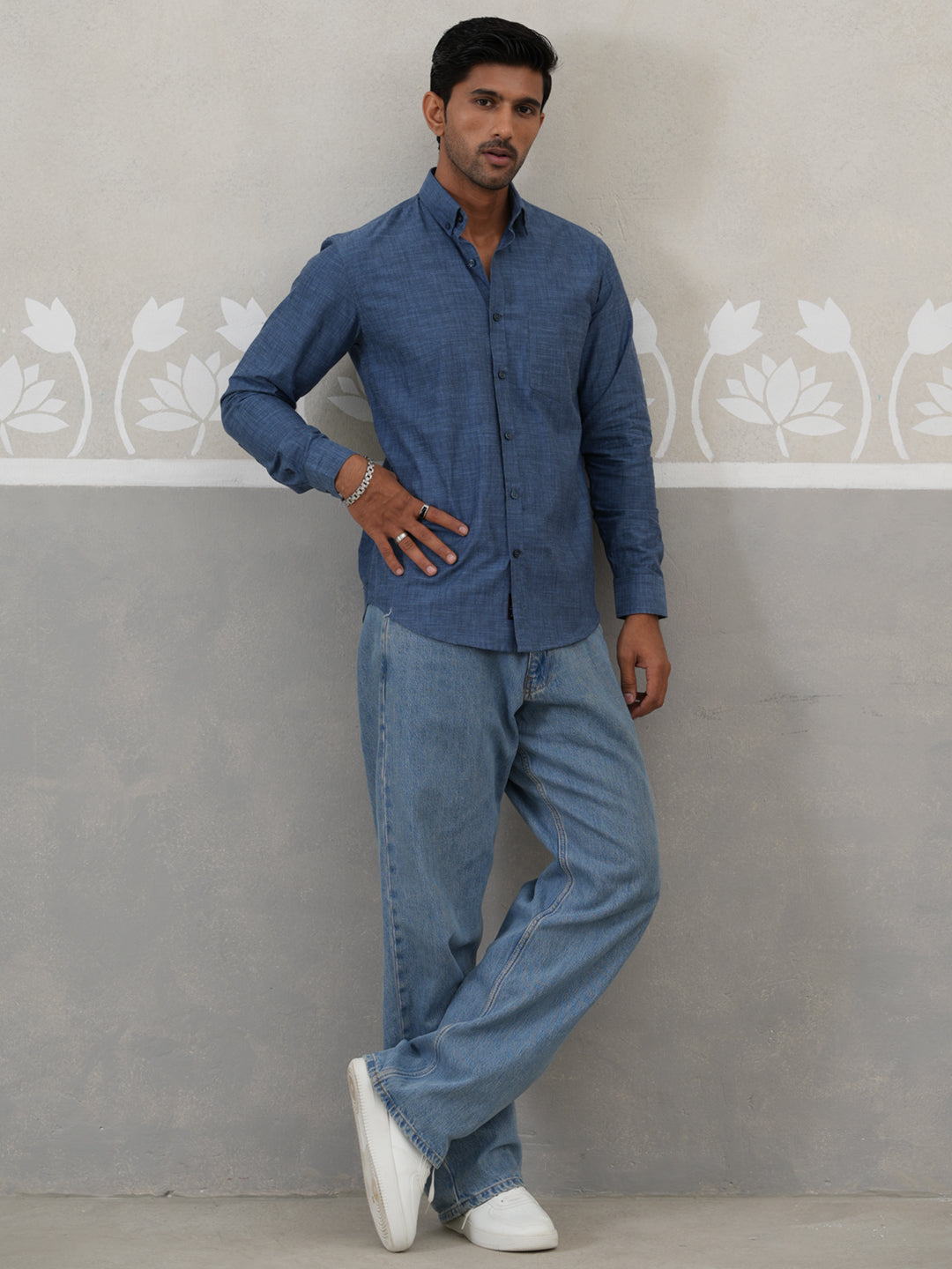 Cotton Blend Solid Casual Shirt for Men ( RDSH 032Blue )