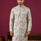 Silk Blend Floral Embroidered Kurta ( KO 5227White )
