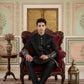 Men’s Black Heavily Embroidered Indo-Western Set ( 50JIND 127Black S )
