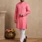 Men's Foil Print Traditional Kurta Pyjama ( 65KP W F 5630 Coral )