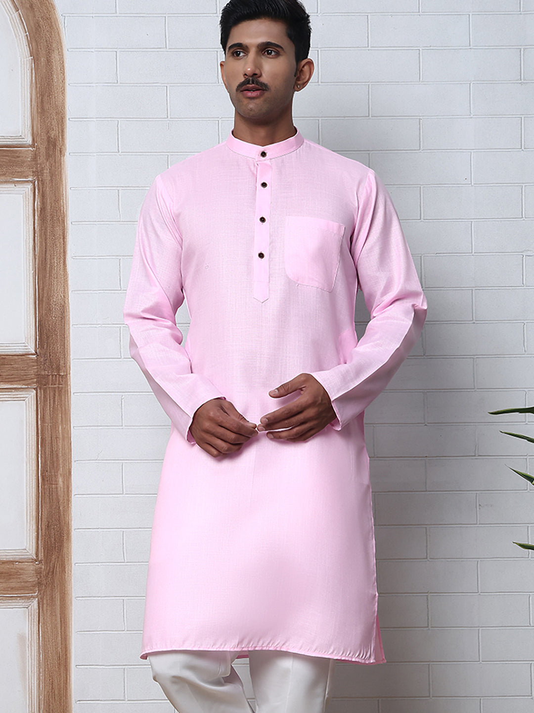 Solid Kurta for Men ( ANMKO 273Pink )  [RT] [H-3]