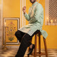 Embroidered Cotton Blend Kurta with Korean Pants ( 65KP PJ11B C 5639 Green )