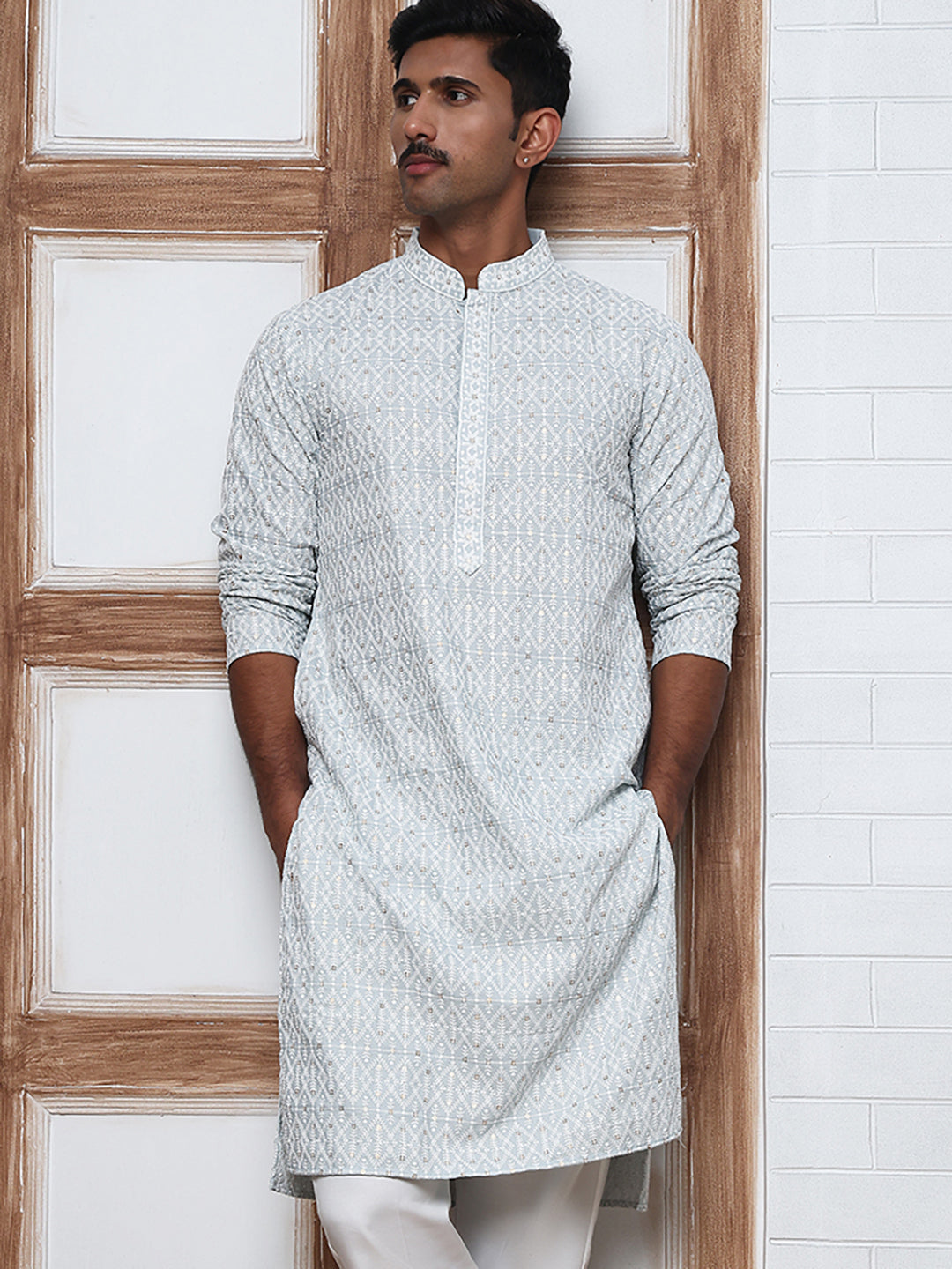 Embroidered Viscose Rayon Kurta ( ANMKO 280Blue )  [RT] [M-6]