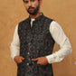 Velvet Embroidered Nehru Jacket Kurta Pyjama Set ( HOPKPWC_592W_7029Black )