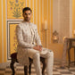 Men Peach Embroidered Indo-Western Set ( 50JIND 111Peach S )