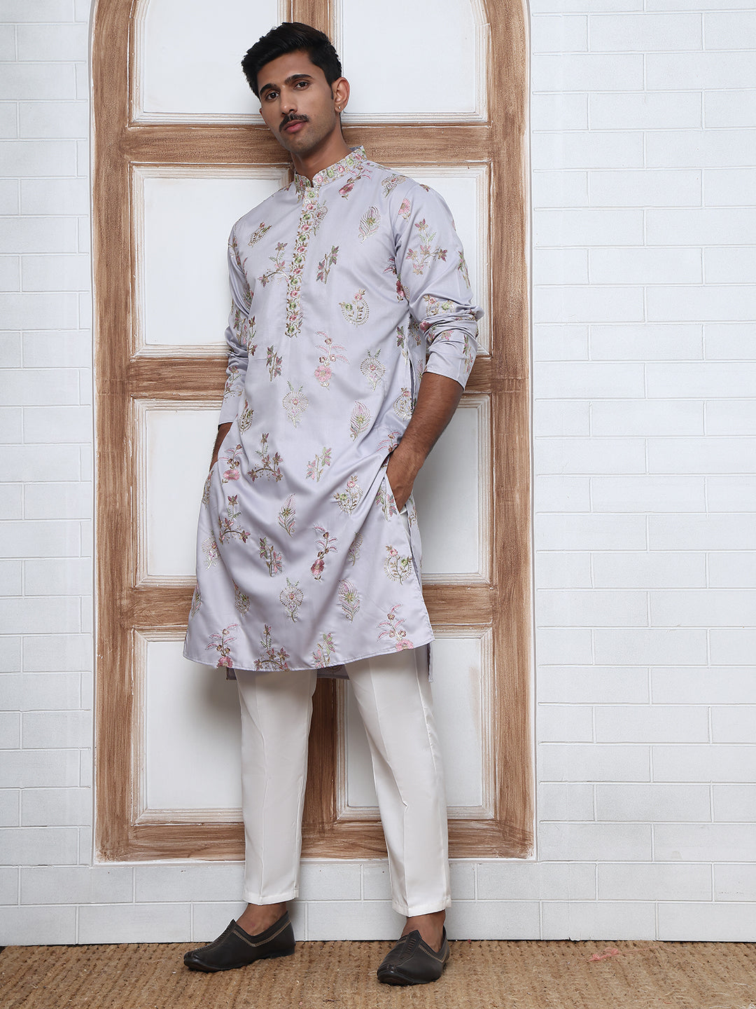 Silk Blend Floral Embroidered Kurtas ( HOPKO 010Purple )  [RT] [P-6]