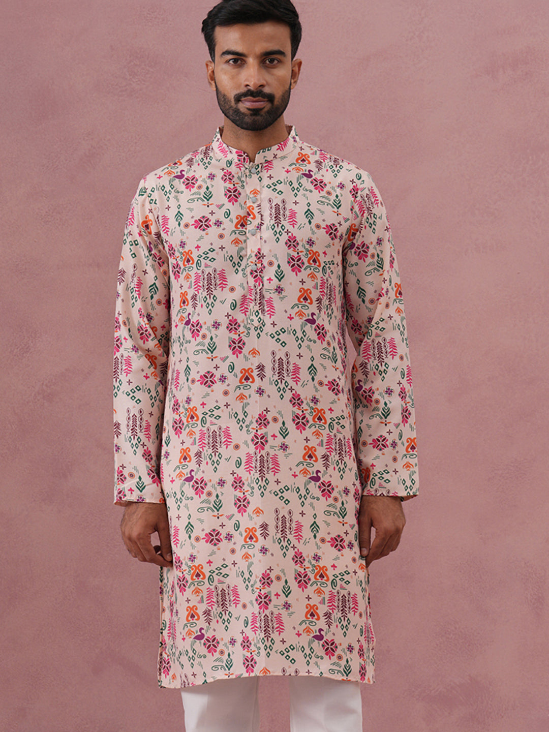Cotton Blend Printed Kurtas ( ANMKO 275Peach )  [RT] [L-3]