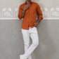 Satin Lycra Solid Casual Shirt for Men ( RDSH 008Orange )