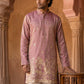 Silk Blend Embroidered Kurta for Men ( 65KO 5632 Peach )