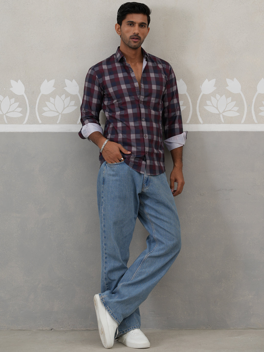 Checked Cotton Casual Shirt for Men ( RDSH 033Navy )
