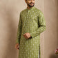 Men's Foil Print Traditional Kurta ( 65KO 5630 Olive )