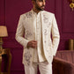 Men Cotton Blend Floral Embroidered Indo-Western Set