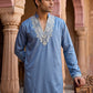 Cotton Blend Embroidered Kurta with Korean Pants ( 65KP PJ11W B 5634 Blue )
