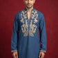 Men's Japanese Fabric Embroidered Kurta ( 65KO 5592Peacock ) [FF] [G-4]