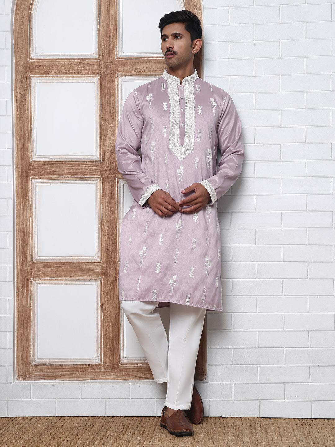 Men Silk Blend Ethnic Embroidered Kurtas ( HOPKO 012Purple )  [RT] [P-3]