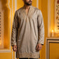Cotton Blend Embroidered Kurta for Men ( 65KO 5634 Brown )