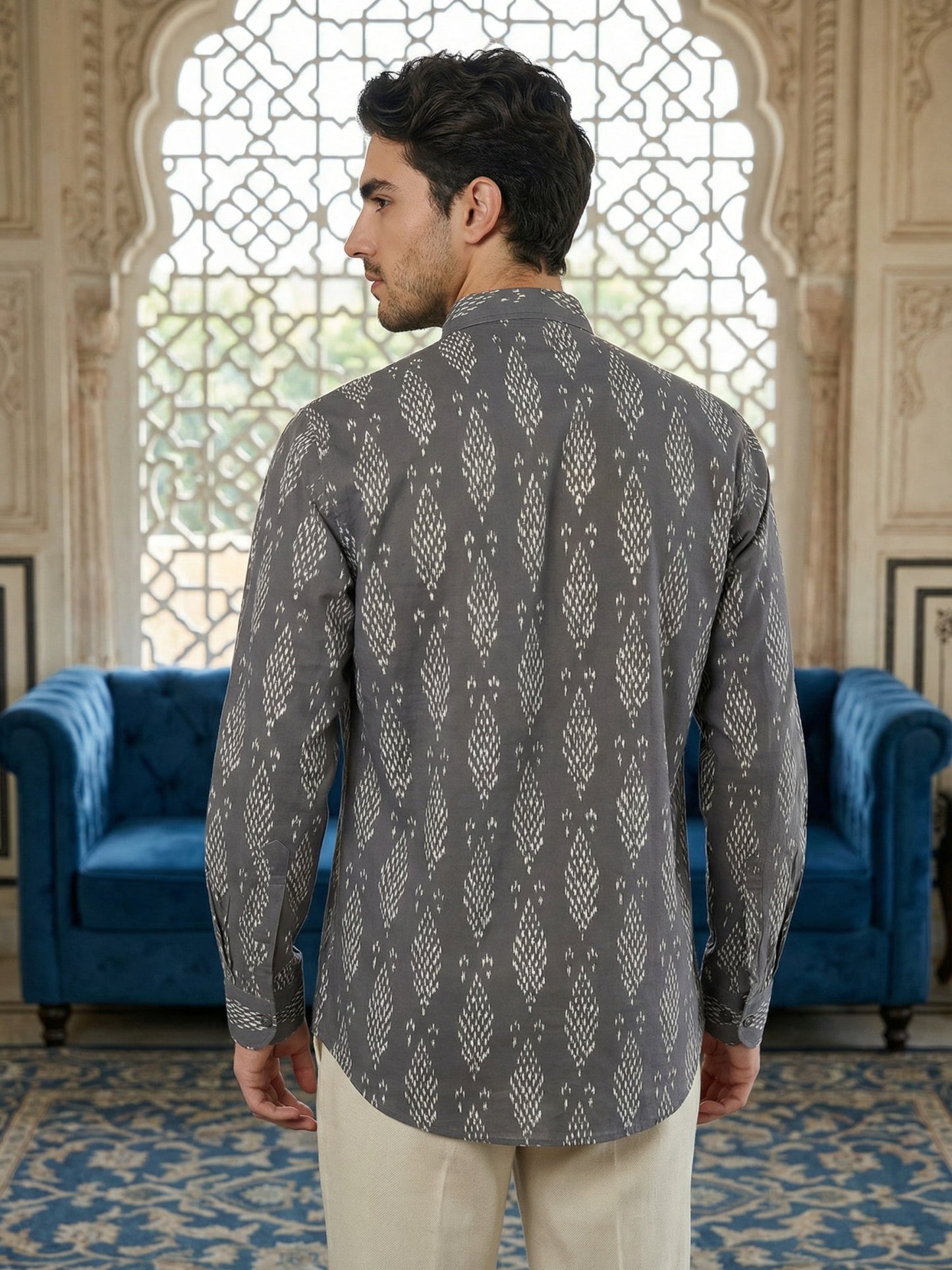 Stylish All-Over Print Casual Ethnic Short Kurta ( 65KO 5483Grey S ) [FF] [A-1-4]