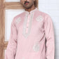 Men’s Silk Blend Ethnic Embroidered Kurta (65KO 5329 Pink ) [FF] [B-1-2]