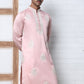 Men’s Silk Blend Ethnic Embroidered Kurta (65KO 5329 Pink ) [FF] [B-1-2]