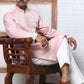 Men’s Silk Blend Ethnic Embroidered Kurta (65KO 5329 Pink ) [FF] [B-1-2]