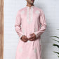 Men’s Silk Blend Ethnic Embroidered Kurta (65KO 5329 Pink ) [FF] [B-1-2]