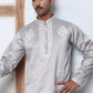 Men’s Silk Blend Ethnic Embroidered Kurta (65KO 5329 Silver ) [FF] [B-1-2]