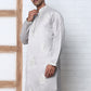 Men’s Silk Blend Ethnic Embroidered Kurta (65KO 5329 Silver ) [FF] [B-1-2]