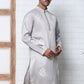 Men’s Silk Blend Ethnic Embroidered Kurta (65KO 5329 Silver ) [FF] [B-1-2]
